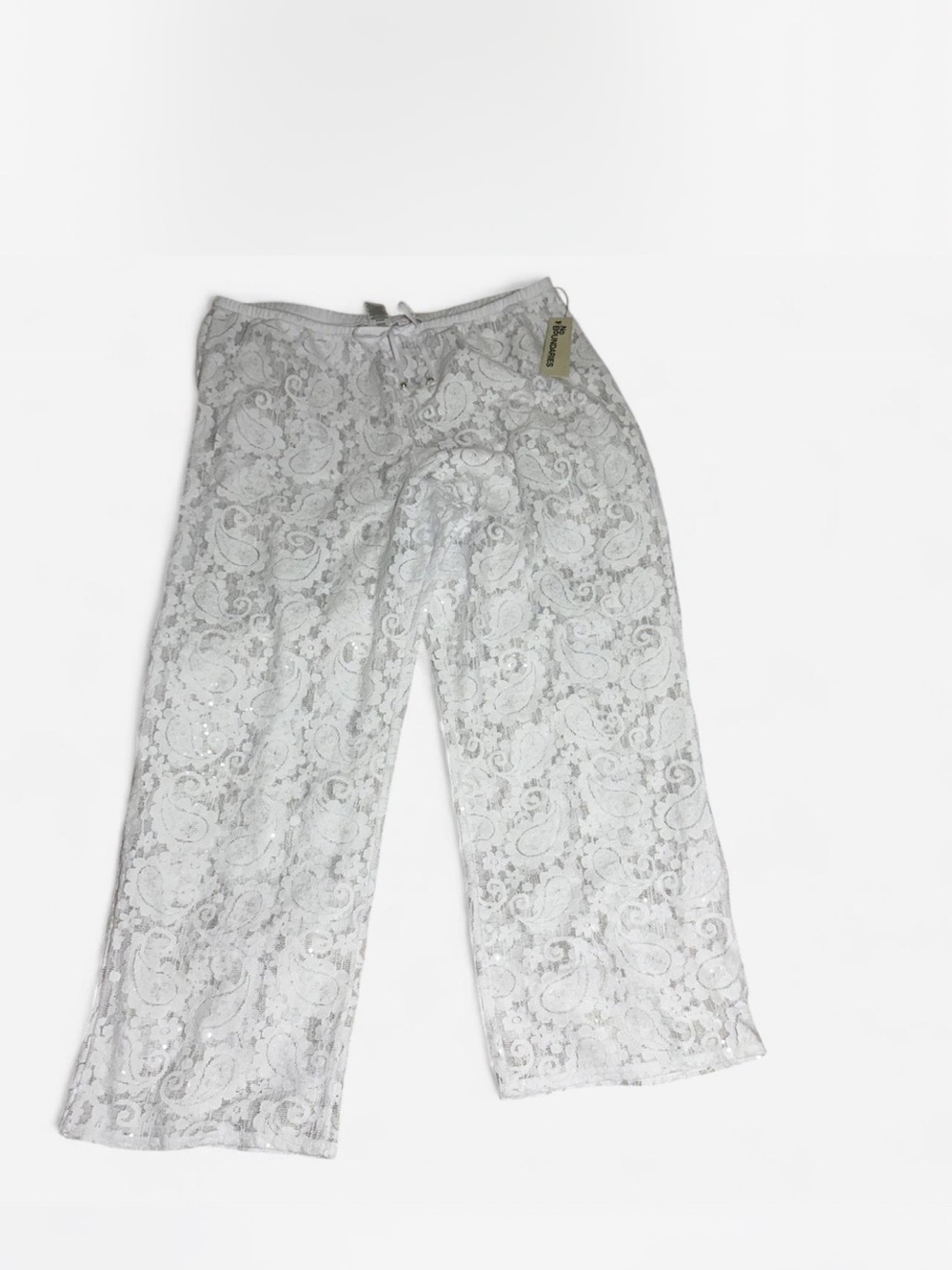 No Boundaries White Lace Wide Leg Pants